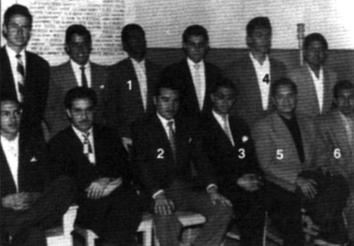 Francisco Arellano Ocampo junto a Rafael Moreno Valle Sánchez, Manuel González Salgado, Alberto Briones Rodríguez — Movimiento Estudiantil Poblano